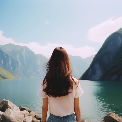 杉本有美种子旅行途中,亚洲少女的背影